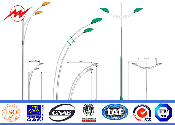 거리 조명을 위한 2.75mm 12m 두 배 팔에 의하여 직류 전기를 통하는 강철 폴란드를 그리기