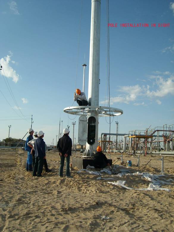 6-15m 직류 전기를 통한 강철 높은 돛대 전등 기둥, Damman 항구를 위한 옥외 전등 기둥 6