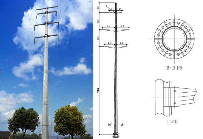 55ft 미끄러짐 합동 S355JR에 의하여 직류 전기를 통하는 전등 기둥 0