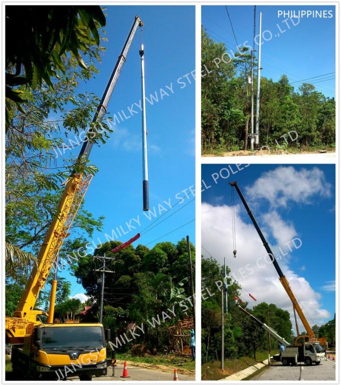 45FT NEA 전기 강철 기둥 2 섹션 500kg 필리핀 전통 3